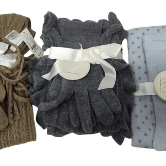 3 Gift Sets of New York and Company Gloves and Scarves NWT Grey, Blue, & Brown - Picture 1 of 9